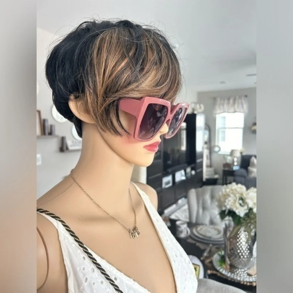 โจNWT Mauve Blush Pink Statement Oversized square framed sunglasses ๐ sunshades - Picture 3 of 14